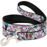 Dog Leash - Invader Zim GIR and Piggy Doddles White/Black