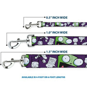 Dog Leash - Invader Zim GIR Poses and Sketch Purple