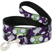 Dog Leash - Invader Zim GIR Poses and Sketch Purple