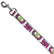 Dog Leash - INVADER ZIM Title Logo and GIR Pose Close-Up White/Pinks