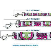 Dog Leash - INVADER ZIM Title Logo and GIR Pose Close-Up White/Pinks