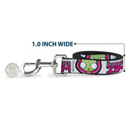 Dog Leash - INVADER ZIM Title Logo and GIR Pose Close-Up White/Pinks
