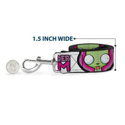 Dog Leash - INVADER ZIM Title Logo and GIR Pose Close-Up White/Pinks