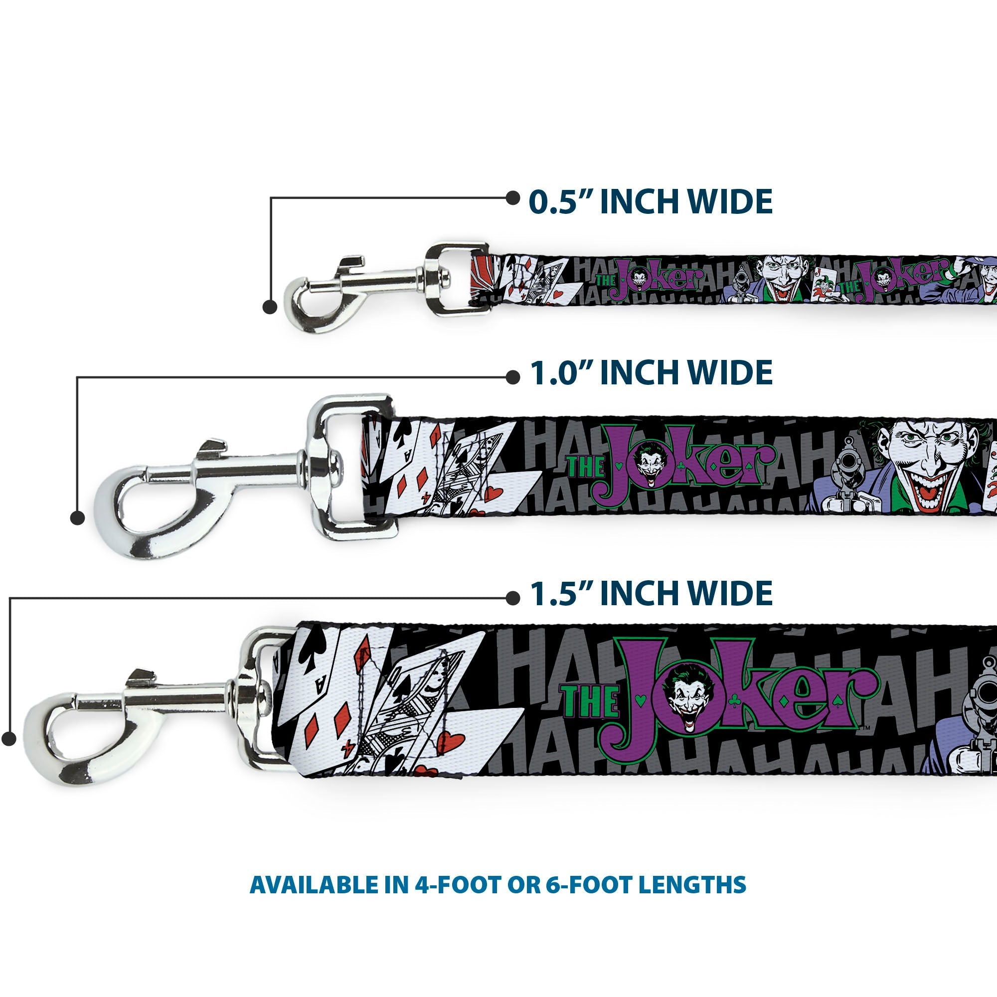 Dog Leash - The Joker Pose/Cards/HAHAHAHA Black/Gray