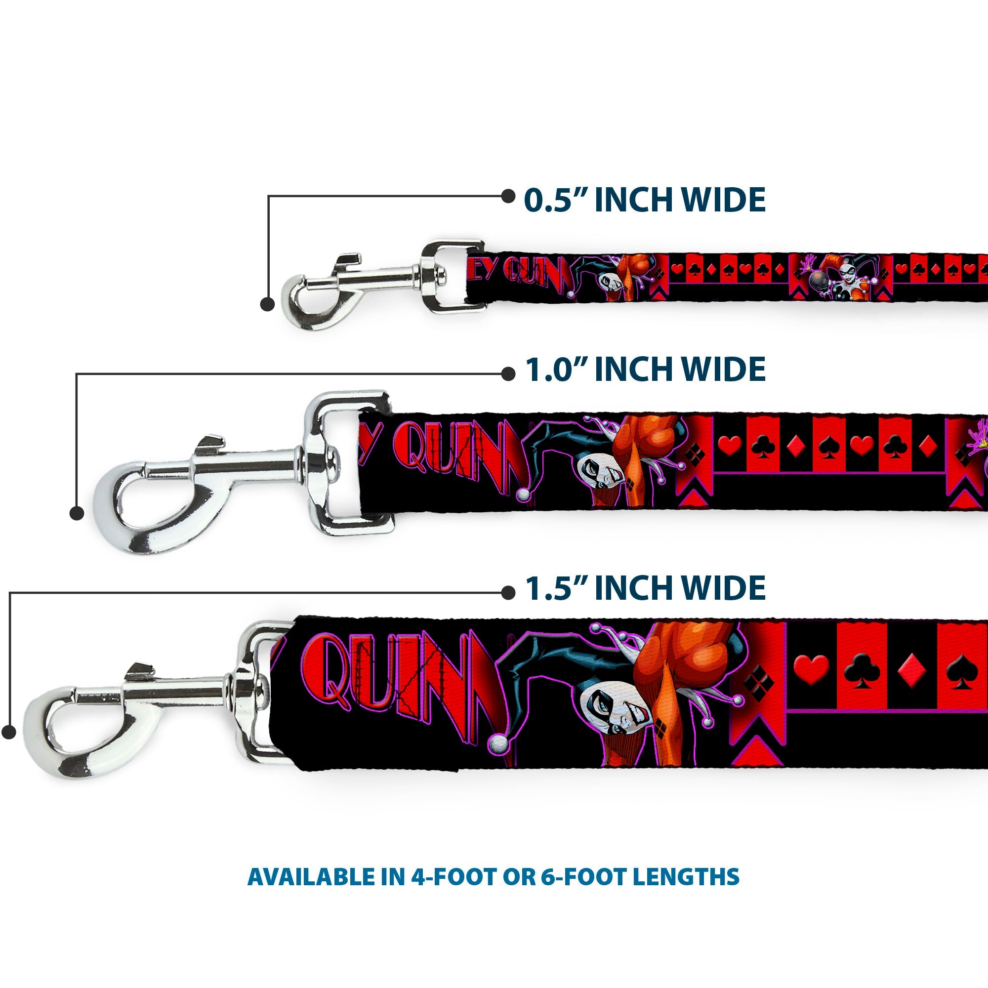 Dog Leash - HARLEY QUINN Bomb Poses/Suits Black/Purple/Red