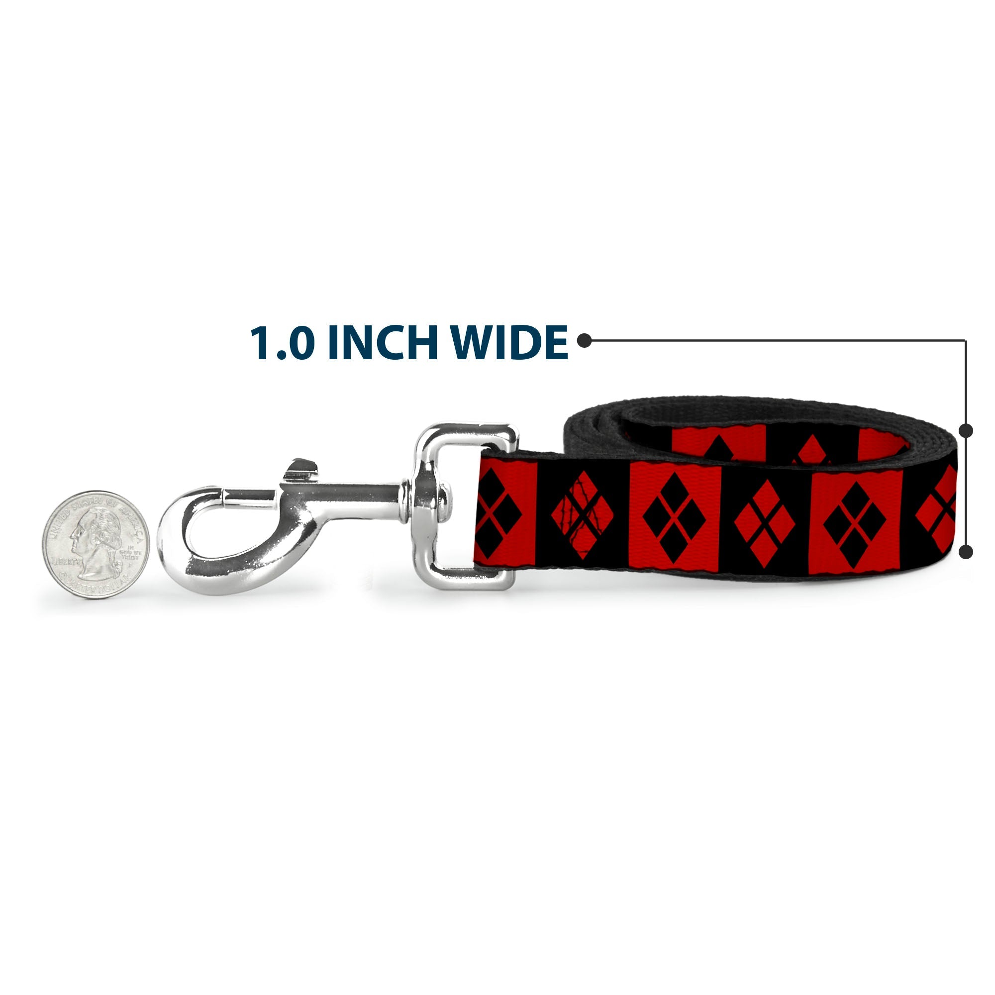 Dog Leash - Harley Quinn Diamond Blocks Red/Black Black/Red