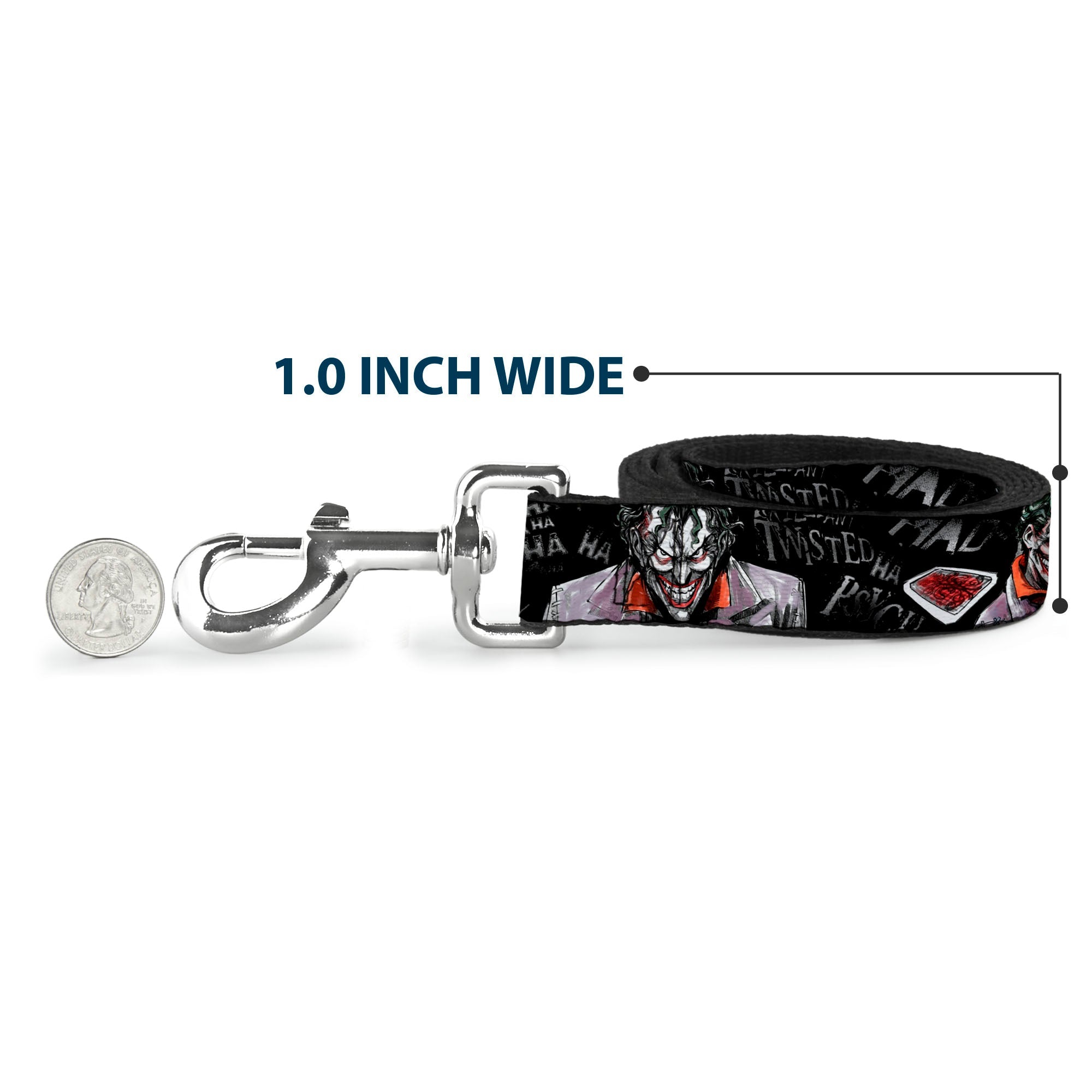 Dog Leash - Joker BRILLIANTLY TWISTED PSYCHO 2-Poses/Cards Black/Grays