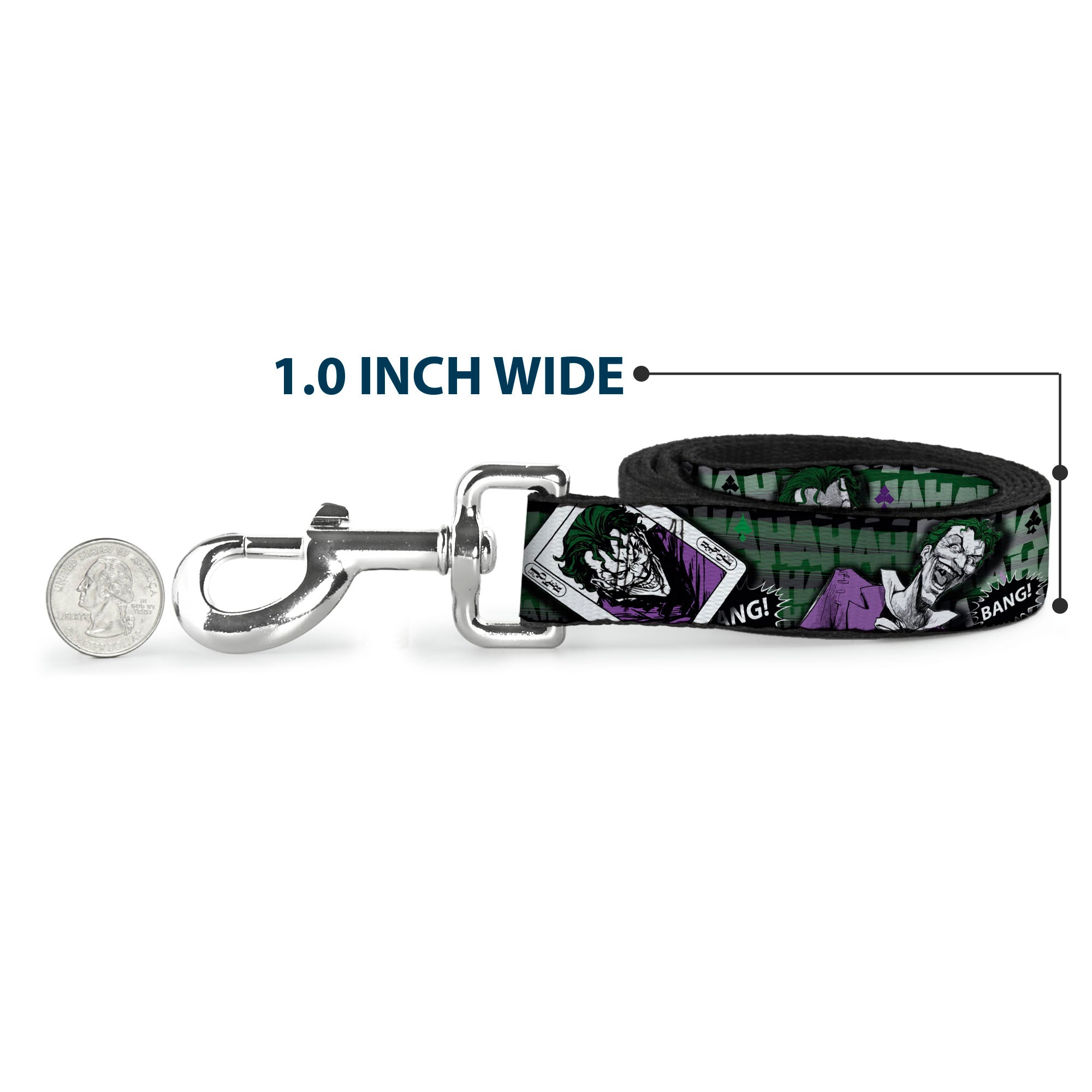 Dog Leash - The Joker 4-Poses/Joker Card HAHA/Smile/BANG! Grays/Greens/Purples