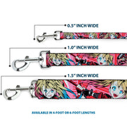 Dog Leash - Harley Quinn Puddin Poses Anime Graphics Pink/Red