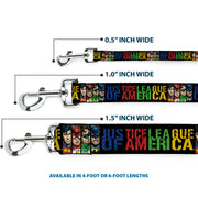 Dog Leash - JUSTICE LEAGUE OF AMERICA w/Superhero Blocks Black/Multi Color