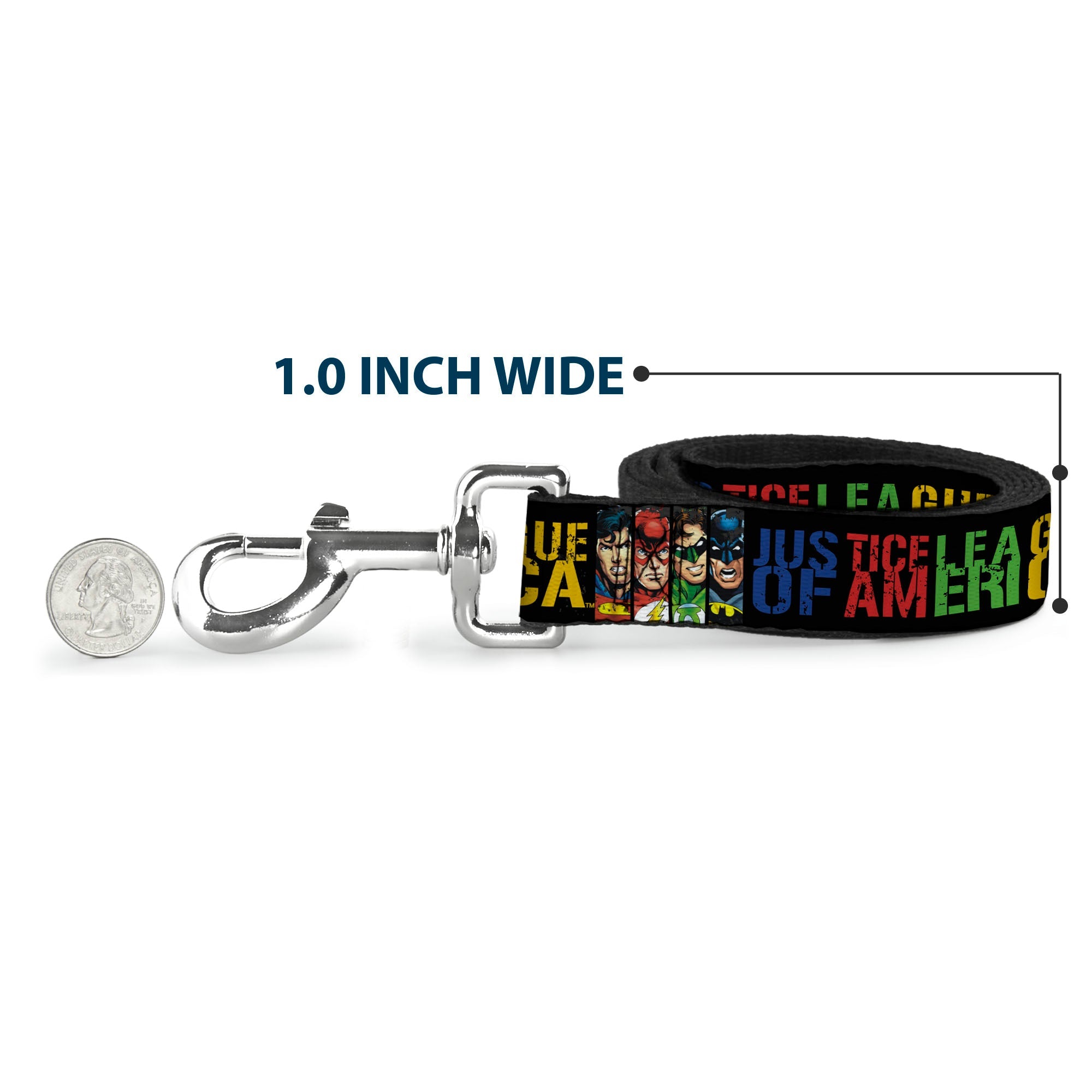 Dog Leash - JUSTICE LEAGUE OF AMERICA w/Superhero Blocks Black/Multi Color