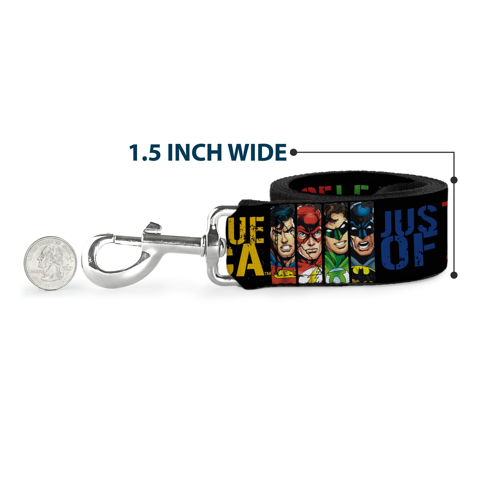 Dog Leash - JUSTICE LEAGUE OF AMERICA w/Superhero Blocks Black/Multi Color