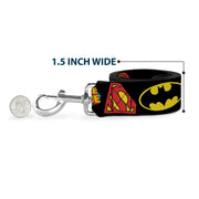 Dog Leash - Justice League Superhero Logos CLOSE-UP Black