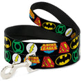 Load image into Gallery viewer, Dog Leash - Justice League Superhero Logos CLOSE-UP Black
