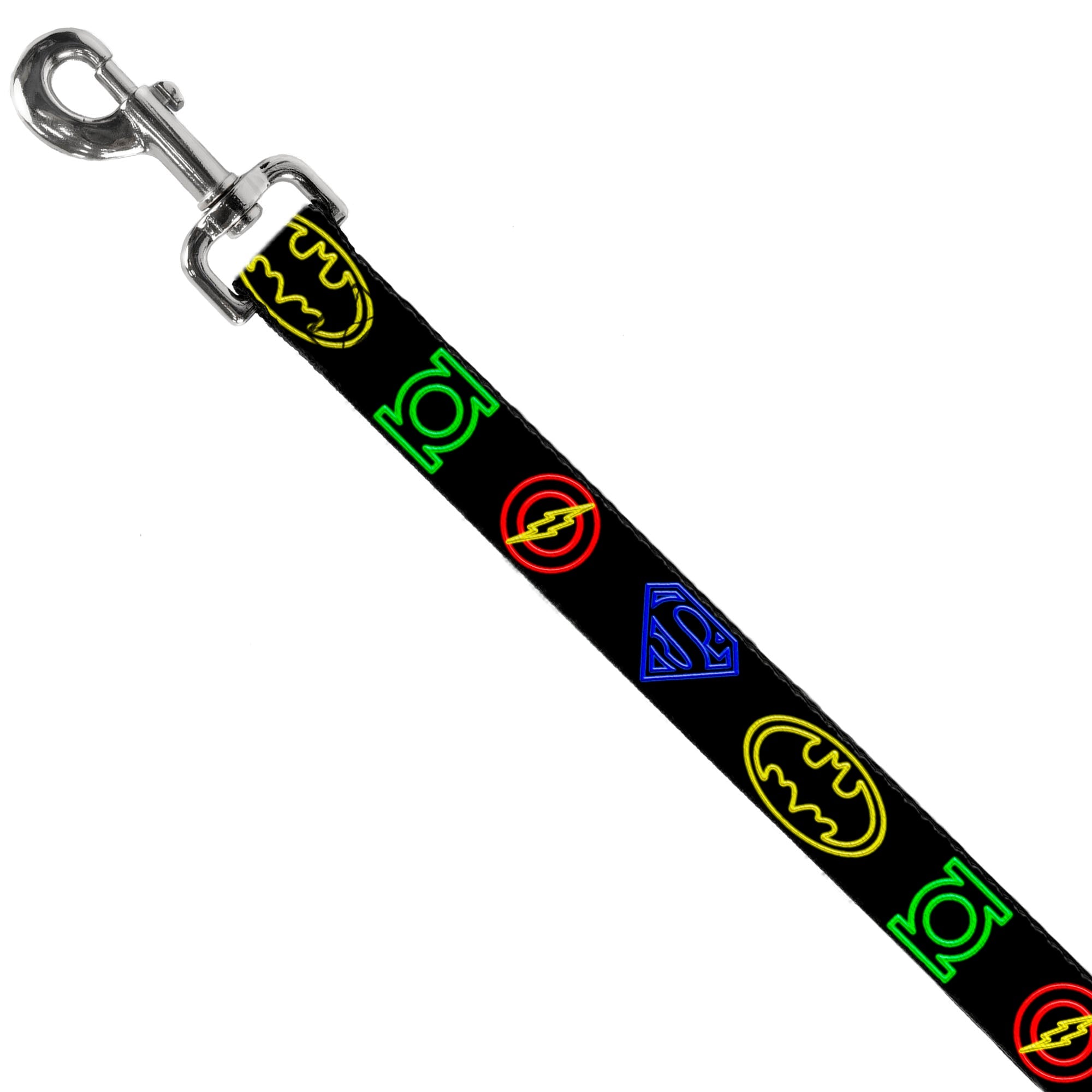 Dog Leash - Justice League Electric Logos Black/Multi Neon