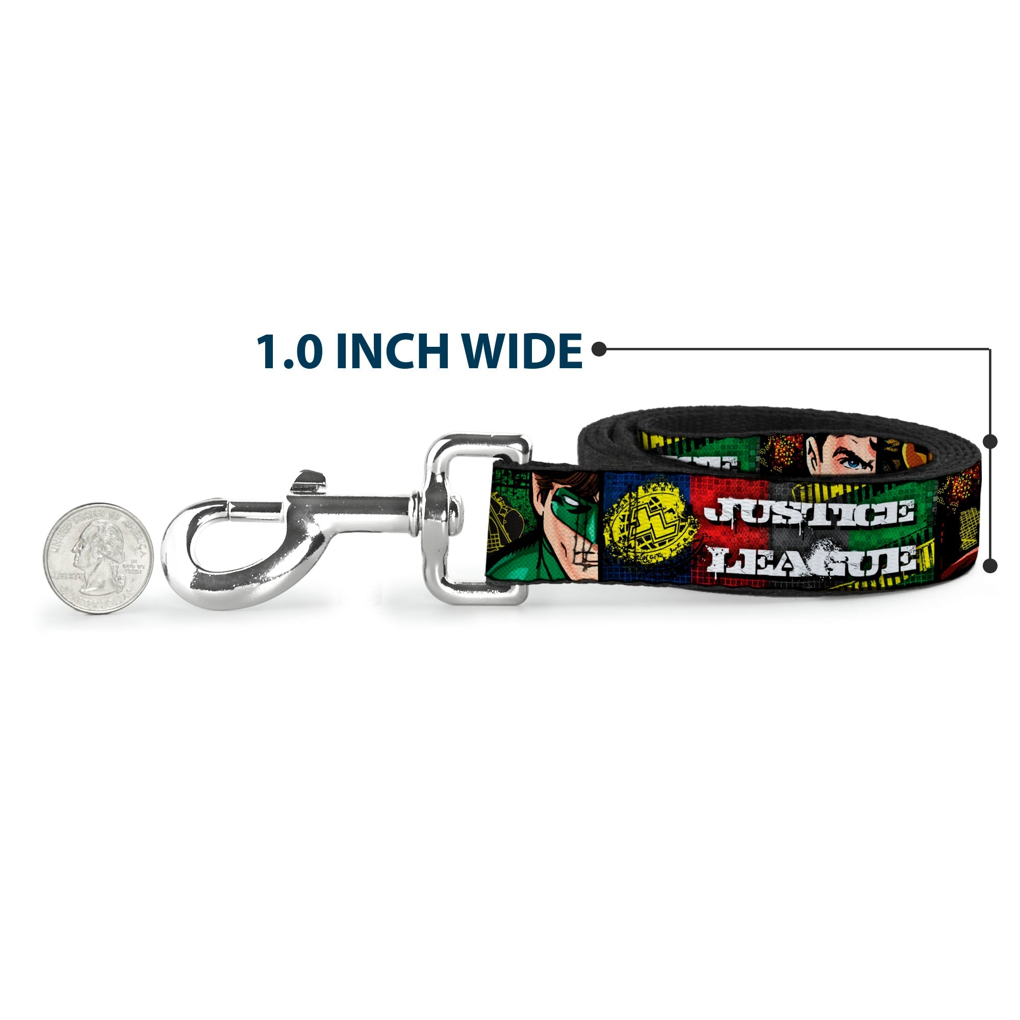 Dog Leash - JUSTICE LEAGUE Logo/4-Superhero Panels Pop Art