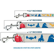 Dog Leash - DC League of Super-Pets Superhero with Pets and Logos Silhouette White/Multi Color