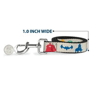 Dog Leash - DC League of Super-Pets Superhero with Pets and Logos Silhouette White/Multi Color