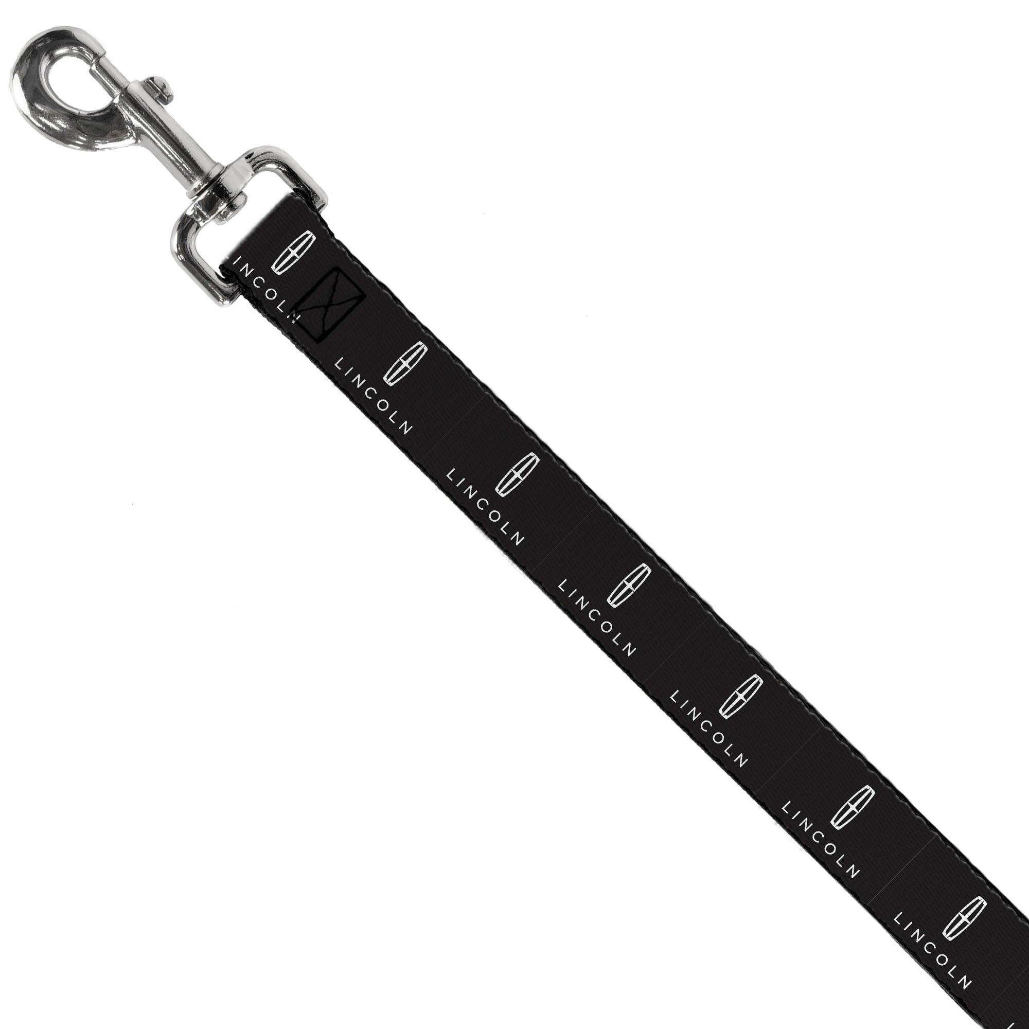 Dog Leash - LINCOLN Four Point Star Emblem and Text Black/White