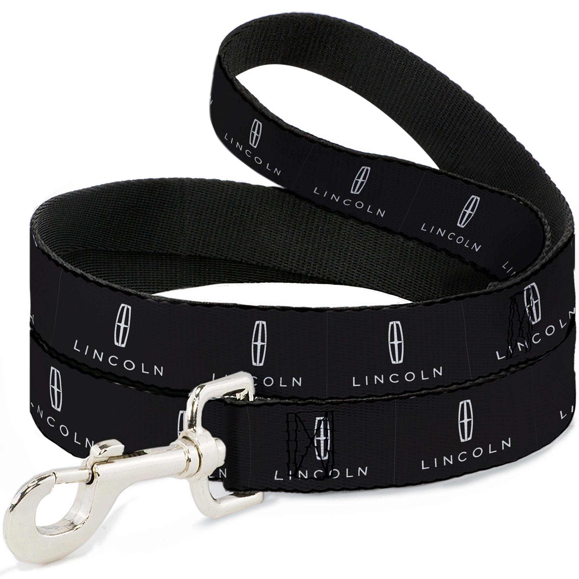 Dog Leash - LINCOLN Four Point Star Emblem and Text Black/White
