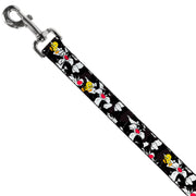 Dog Leash - Sylvester and Tweety Poses Scattered Charcoal