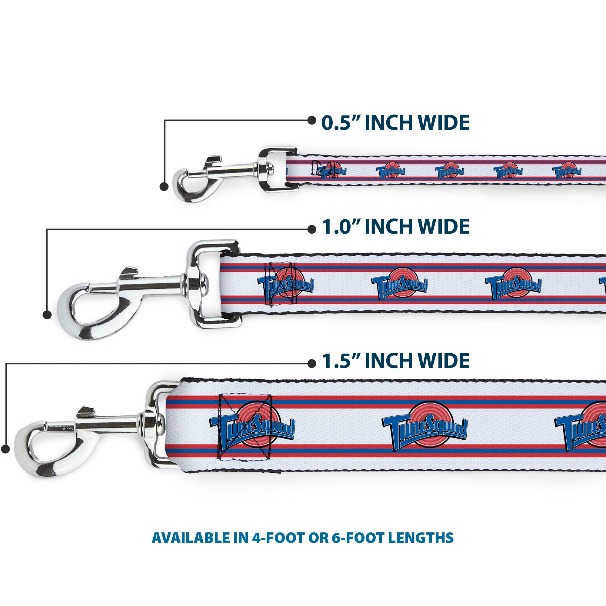 Dog Leash - Space Jam TUNE SQUAD Logo Stripe White/Red/Blue