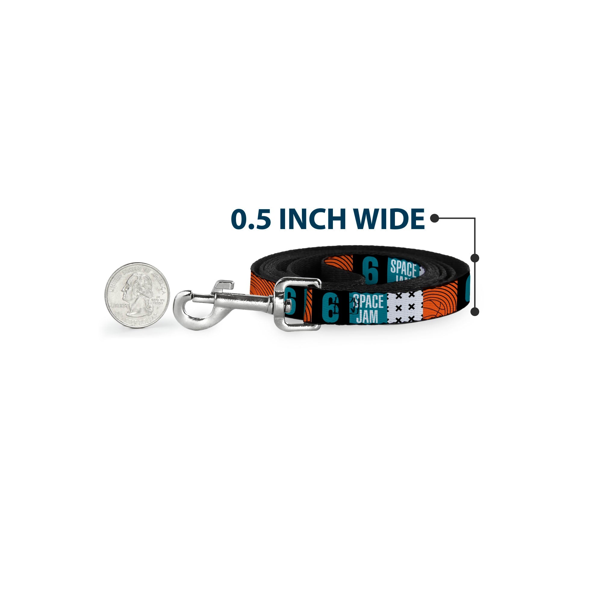 Dog Leash - SPACE JAM Number 6 Blocks Black/Turquoise/White/Red