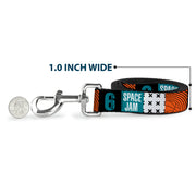Dog Leash - SPACE JAM Number 6 Blocks Black/Turquoise/White/Red