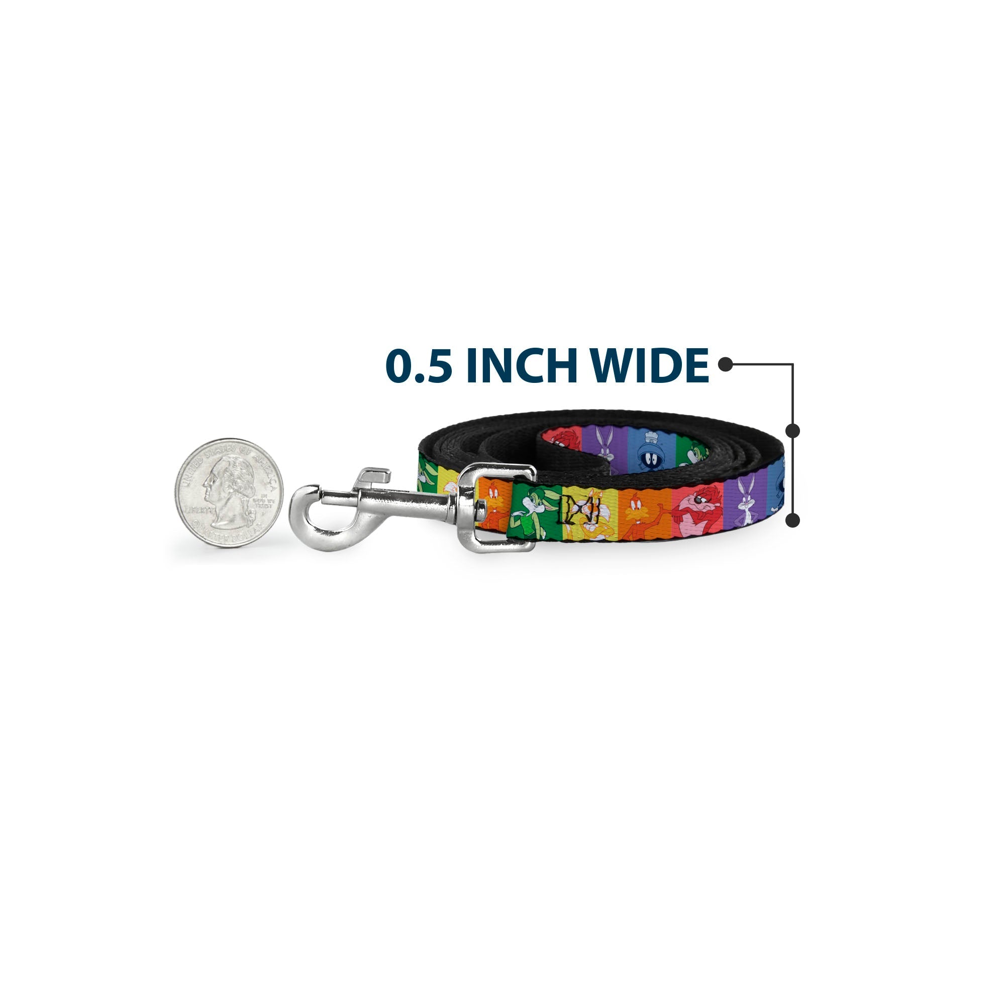 Dog Leash - Looney Tunes 6-Character Pose Pride Blocks Multi Color