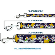 Dog Leash - Bugs Bunny Poses/Stars Navy