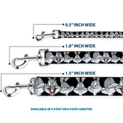 Dog Leash - Bugs Bunny CLOSE-UP Expressions Black