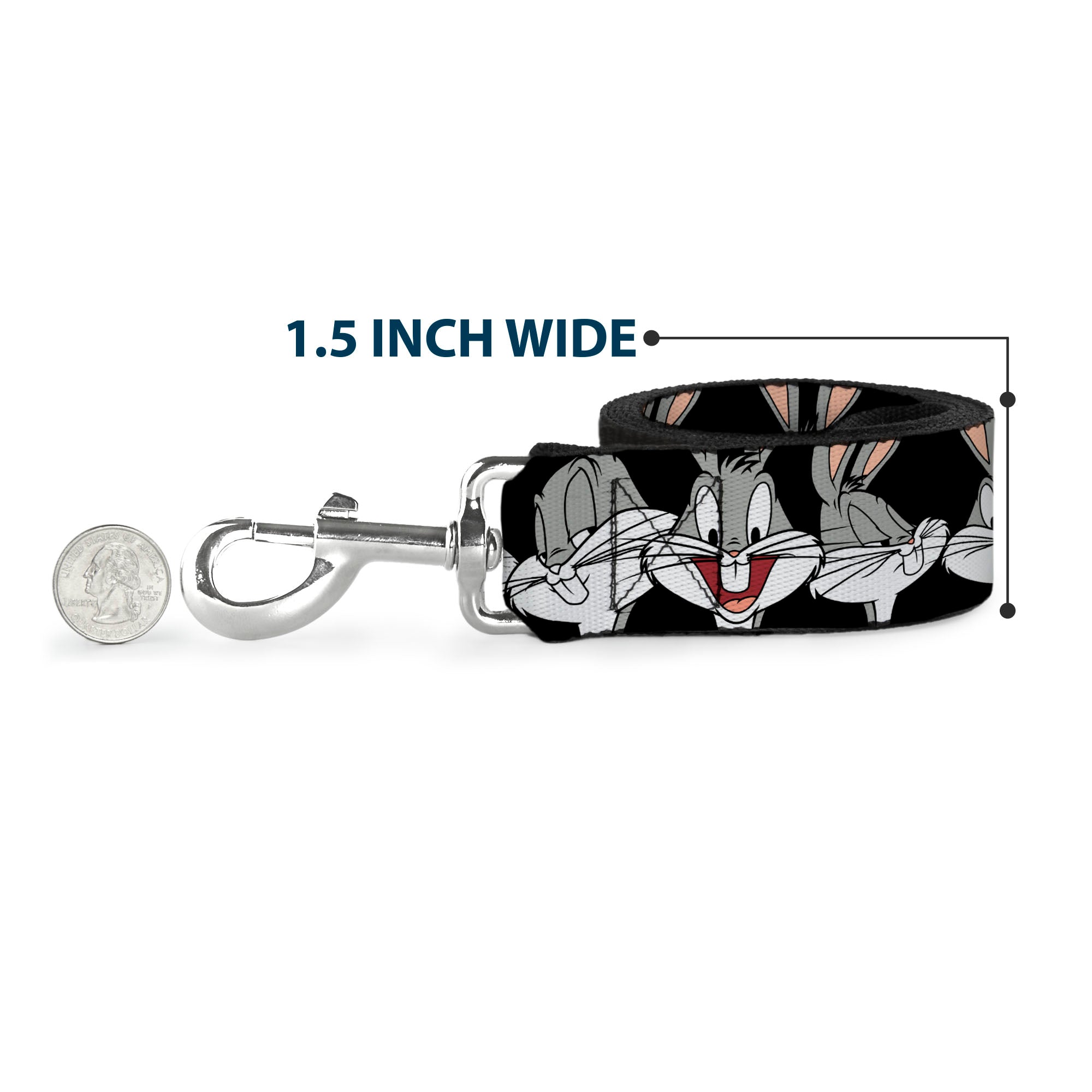 Dog Leash - Bugs Bunny CLOSE-UP Expressions Black