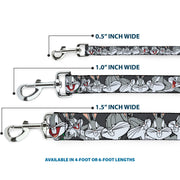 Dog Leash - Bugs Bunny CLOSE-UP Poses Charcoal