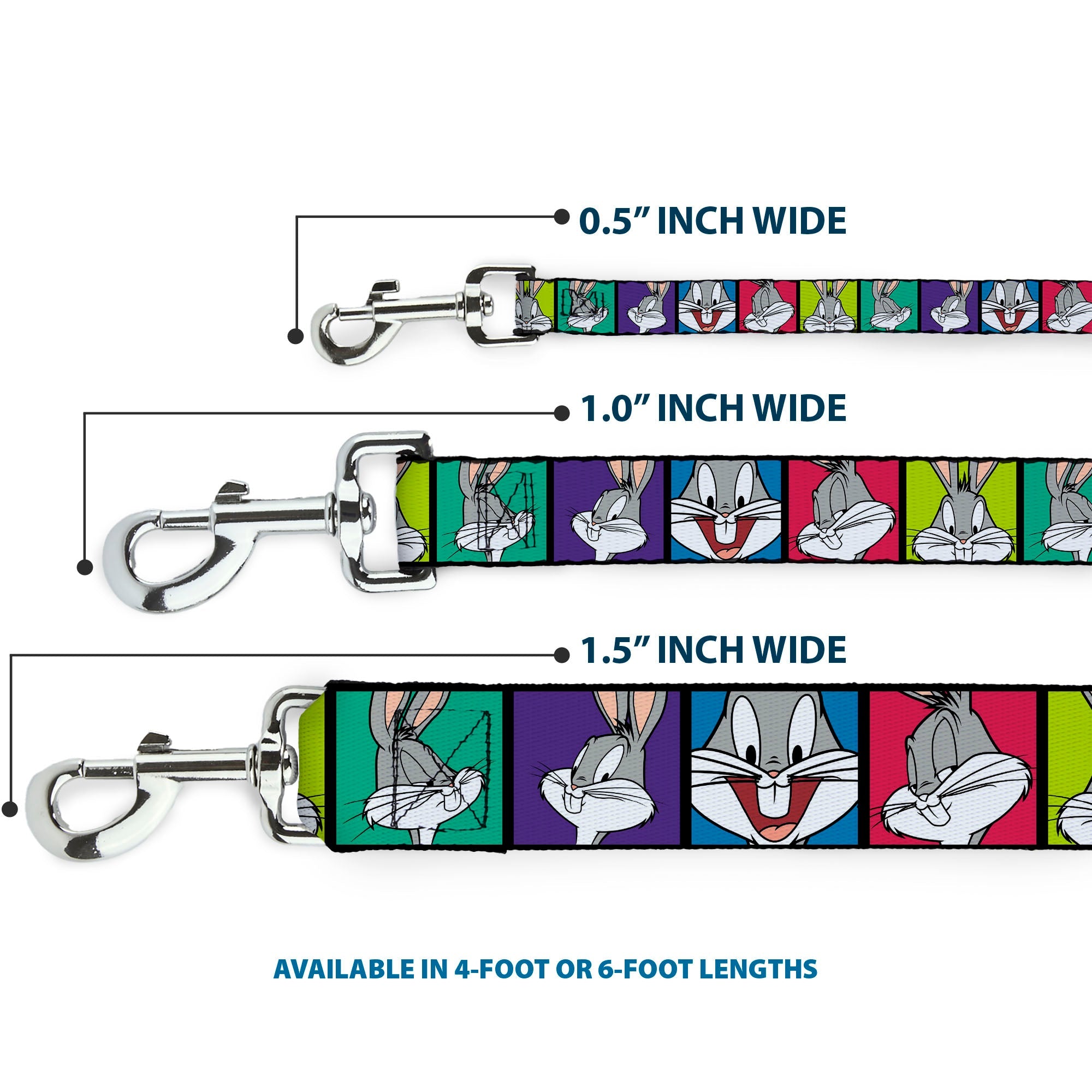 Dog Leash - Bugs Bunny Expression Blocks Multi Color