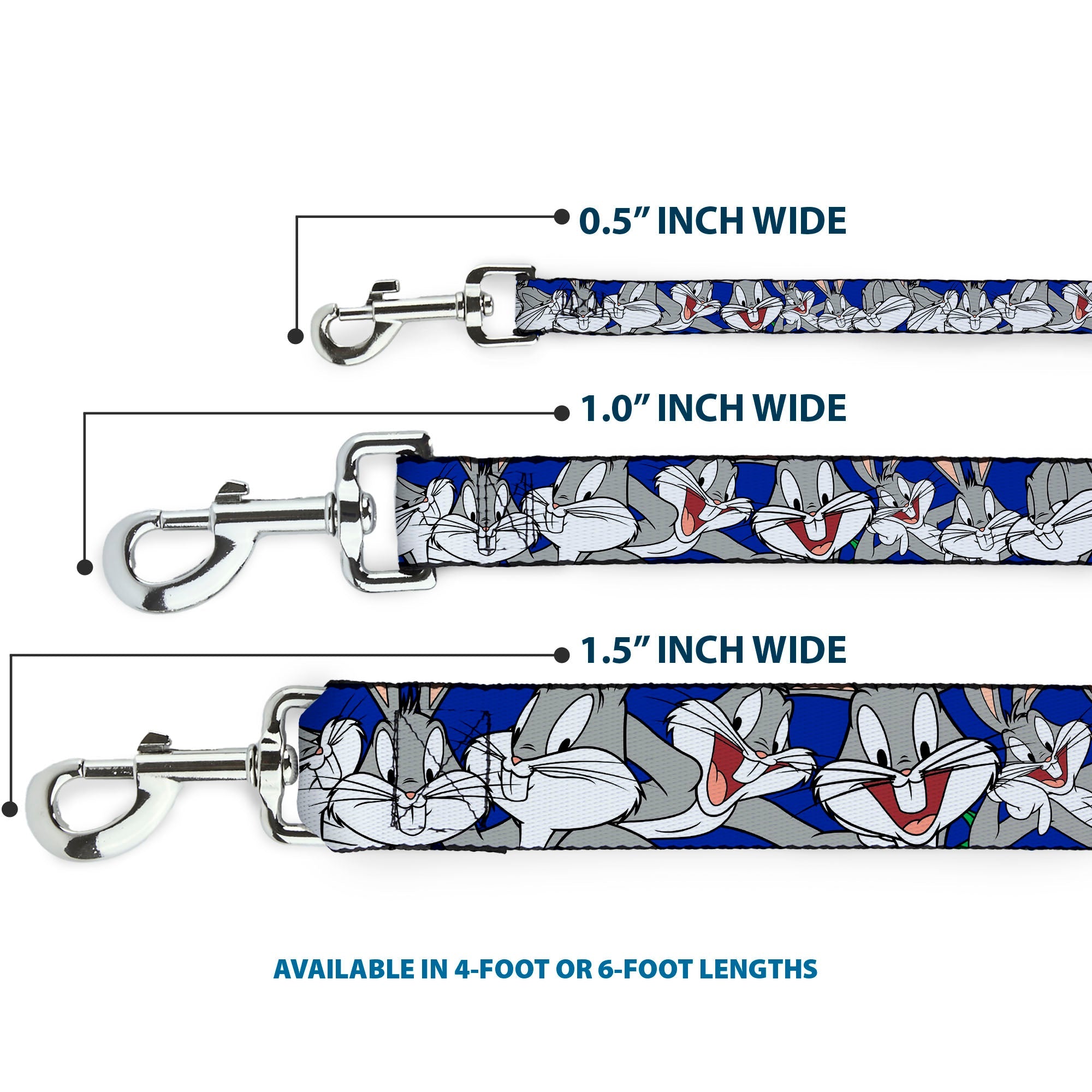 Dog Leash - Bugs Bunny CLOSE-UP Poses Blue