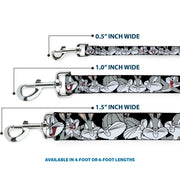 Dog Leash - Bugs Bunny CLOSE-UP Poses Black