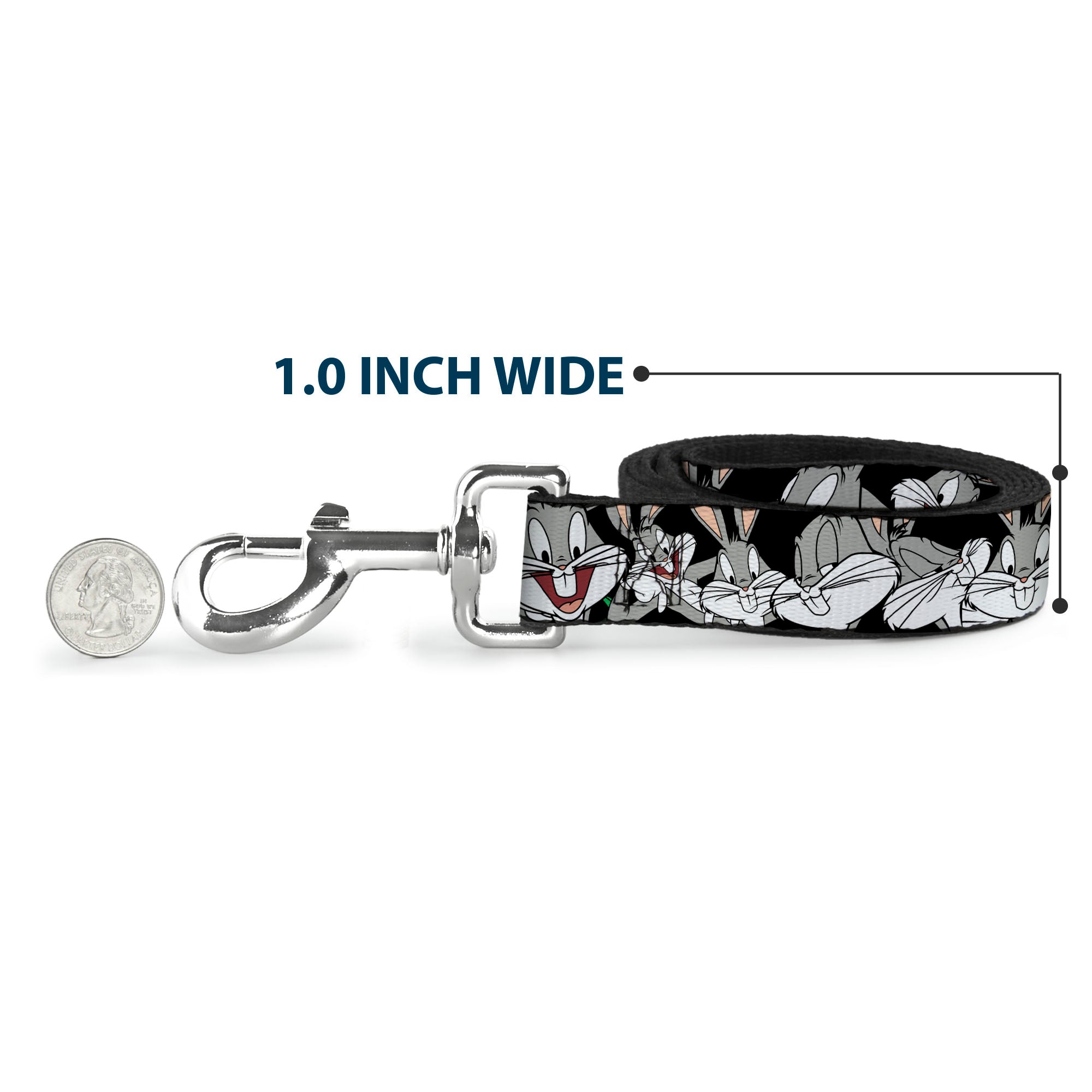 Dog Leash - Bugs Bunny CLOSE-UP Poses Black