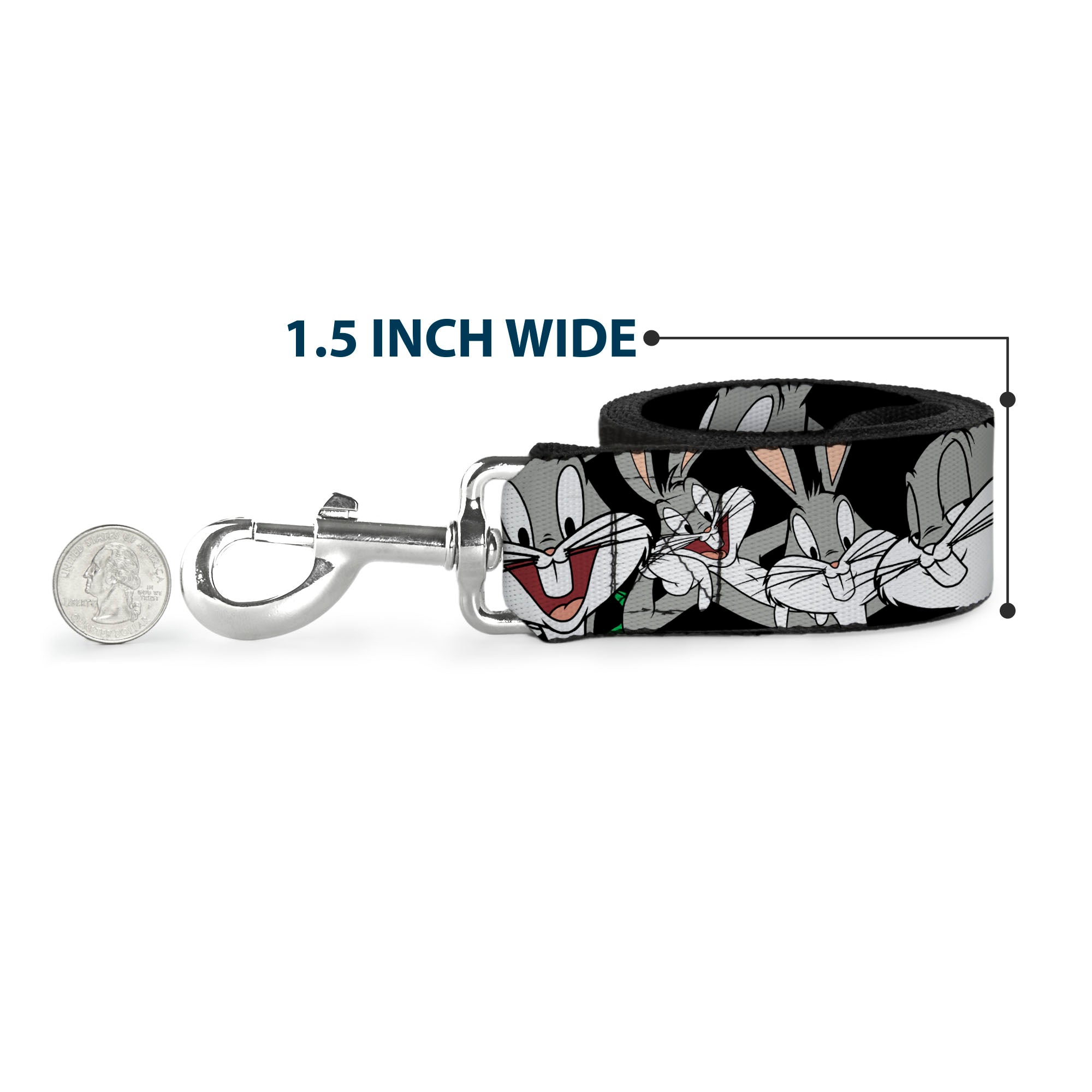 Dog Leash - Bugs Bunny CLOSE-UP Poses Black