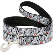 Dog Leash - Bugs Bunny Expressions Stacked White/Black/Gray