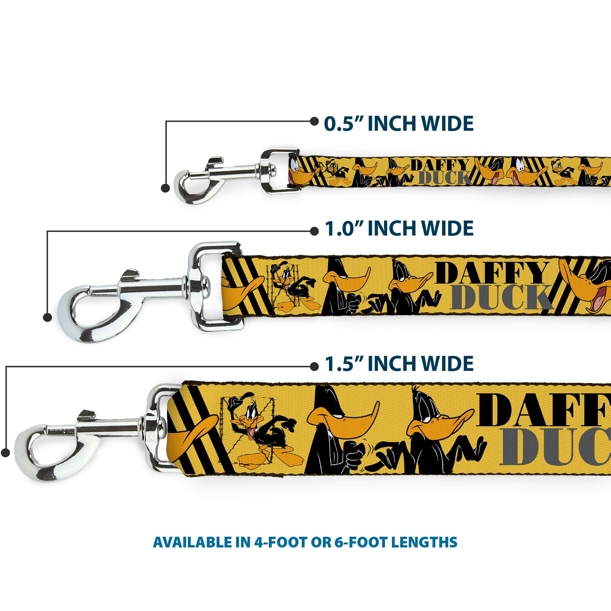 Dog Leash - DAFFY DUCK w/Poses Yellow/Black