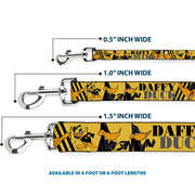 Dog Leash - DAFFY DUCK w/Poses Yellow/Black