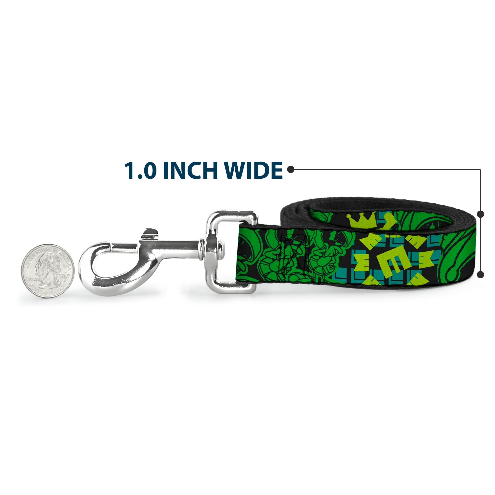 Dog Leash - MARVIN THE MARTIAN w/Poses Black/Turquoise