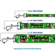 Dog Leash - MARVIN THE MARTIAN w/Poses White/Green