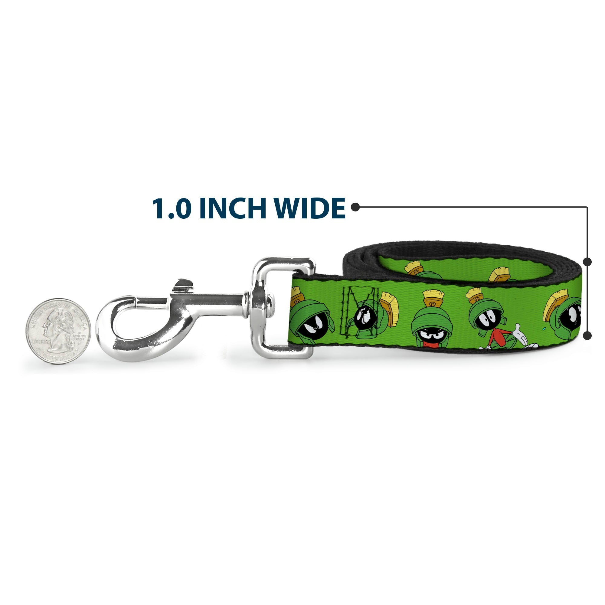 Dog Leash - MARVIN THE MARTIAN w/Poses/Expressions Green