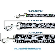 Dog Leash - Marvin the Martian Expressions Stacked White/Black/Green/Gold
