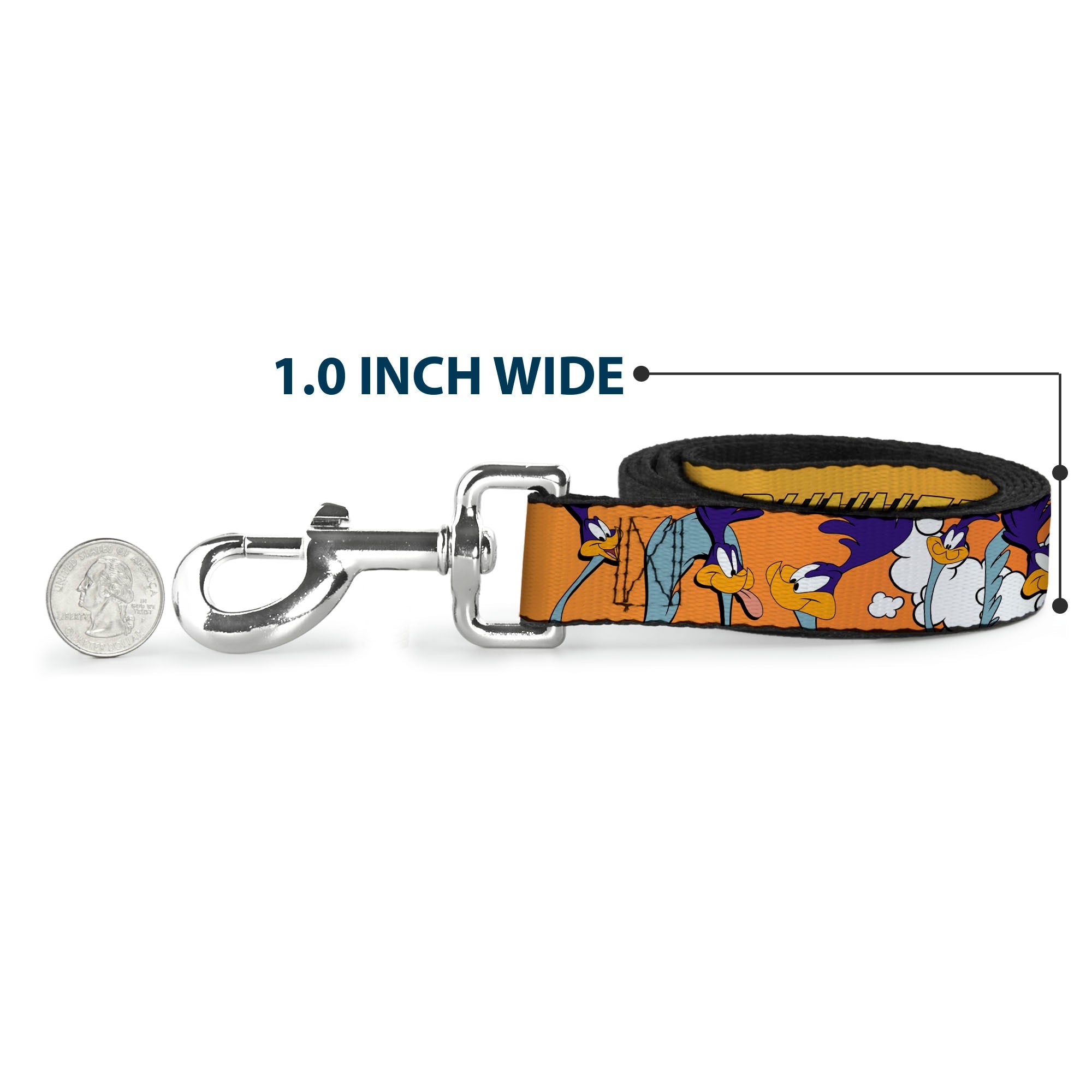Dog Leash - ROAD RUNNER w/Road Runner Poses Orange