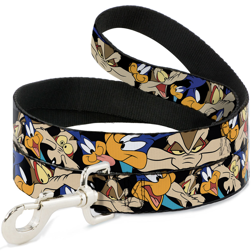 Dog Leash - Road Runner/Wile E. Coyote Expressions Stacked Black