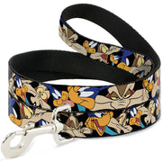 Dog Leash - Road Runner/Wile E. Coyote Expressions Stacked Black