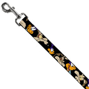 Dog Leash - Road Runner/Wile E. Coyote Expressions CLOSE-UP Black