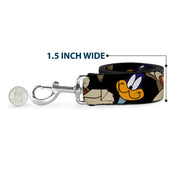 Dog Leash - Road Runner/Wile E. Coyote Expressions CLOSE-UP Black